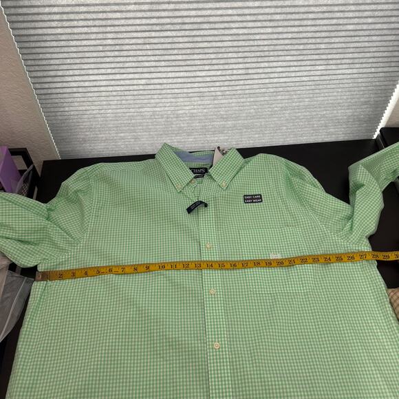 NWT Chaps Green Check Easy Care Button Front Long Sleeve Shirt Men's Size 2XLT - Picture 9 of 10